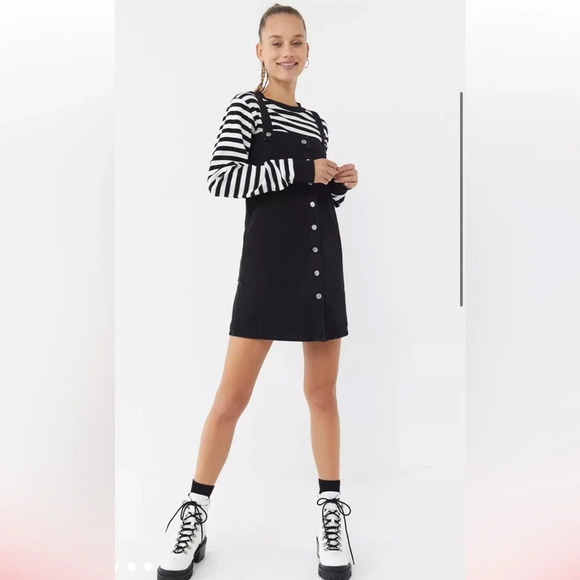 Urban Outfitters Aria Black Denim Overall Dress - Small - Picture 4 of 15